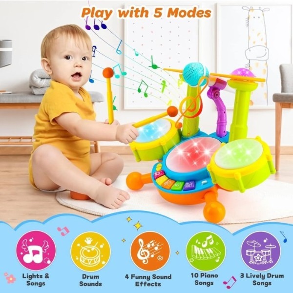 Фото - Интерактивный музыкальный инструмент Smart Baby барабан (6928270764726)
